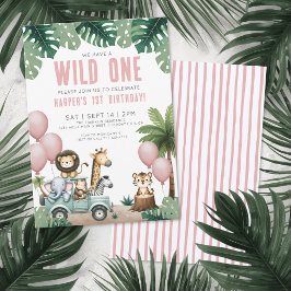 Wild One Jungle Safari 1st Birthday Party 招待状