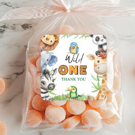Wild One Jungle Safari 1st birthday Thank You  スクエアシール