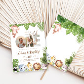 Wild One Jungle Safari Animal  Photo 1st Birthday 招待状