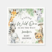 Wild One Jungle Safari Animals Baby Shower スタンダードカクテルナプキン (正面)