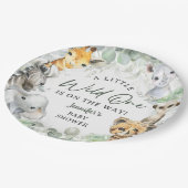 Wild One Jungle Safari Animals Baby Shower ペーパープレート (アングル)