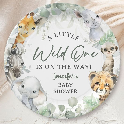 Wild One Jungle Safari Animals Baby Shower ペーパープレート