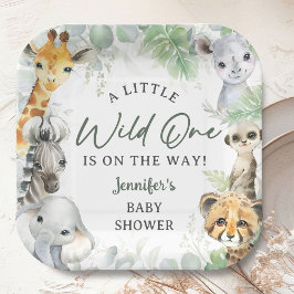 Wild One Jungle Safari Animals Baby Shower ペーパープレート