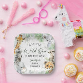 Wild One Jungle Safari Animals Baby Shower ペーパープレート (パーティー)