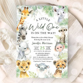 Wild One Jungle Safari Animals Baby Shower 招待状