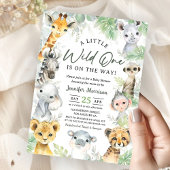 Wild One Jungle Safari Animals Baby Shower 招待状