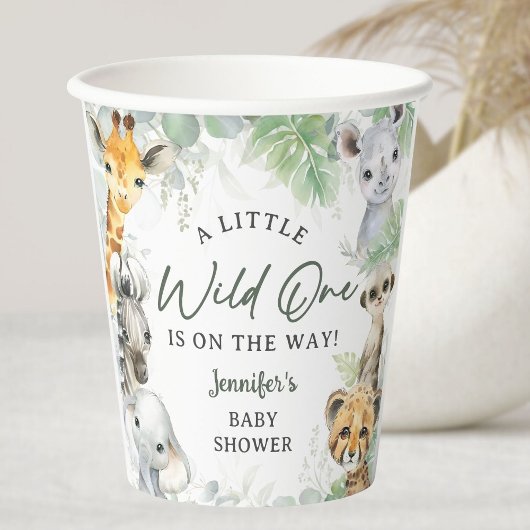 Wild One Jungle Safari Animals Baby Shower 紙コップ