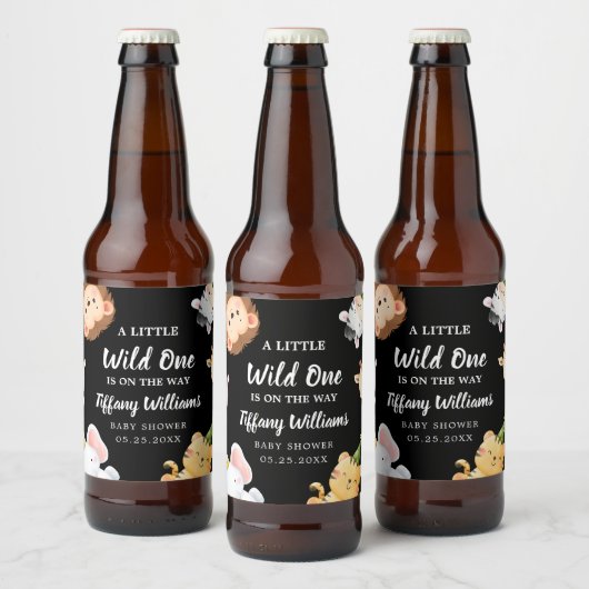 Wild One Jungle Safari Baby Shower Party ビールラベル (ボトル)
