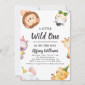 Wild One Jungle Safari Baby Shower Party 招待状 (正面)
