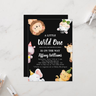 Wild One Jungle Safari Baby Shower Party 招待状