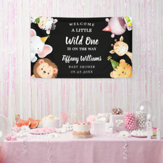 Wild One Jungle Safari Baby Shower Party 横断幕
