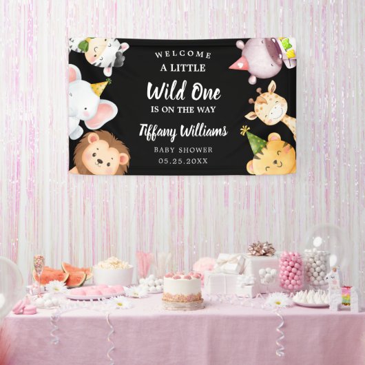 Wild One Jungle Safari Baby Shower Party 横断幕 (パーティー)