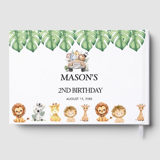 Wild One Jungle Safari Birthday for Boys  ゲストブック (裏面)