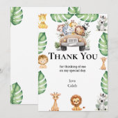 Wild One Jungle Safari Birthday for Boys サンキューカード (正面/裏面)