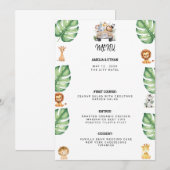 Wild One Jungle Safari Birthday for Boys メニュー (正面/裏面)