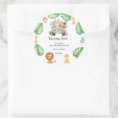 Wild One Jungle Safari Birthday for Boys ラウンドシール (バッグ)