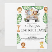 Wild One Jungle Safari Birthday for Boys 招待状 (正面/裏面)