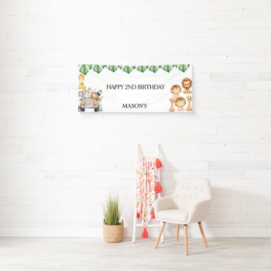 Wild One Jungle Safari Birthday for Boys 横断幕 (インサイチュ)