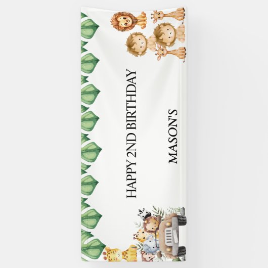 Wild One Jungle Safari Birthday for Boys 横断幕 (縦)