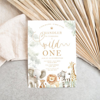 Wild One Jungle Safari Birthday Invitation 招待状