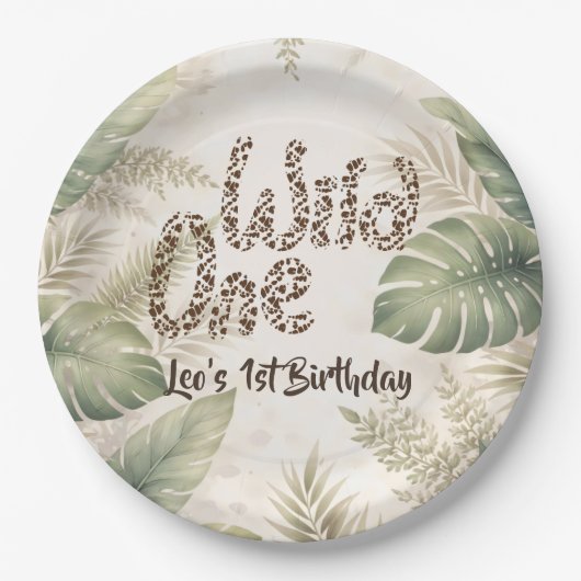 Wild One Jungle Safari Boy First Paper Plate ペーパープレート (正面)