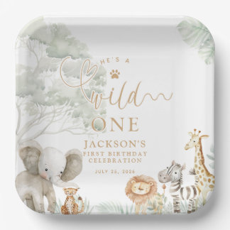 Wild One Jungle Safari Paper Plates ペーパープレート