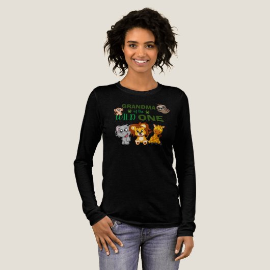 Wild One Jungle Safari Zoo Animal Grandma Birthday トライブレンドＴシャツ (正面全体)