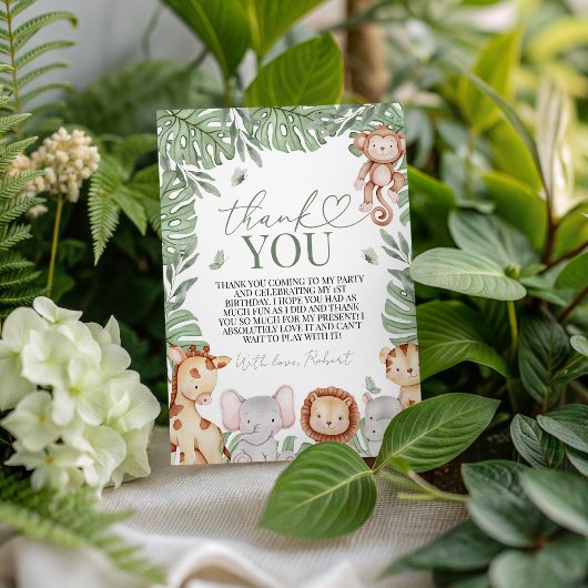 Wild One Jungle Thank You Card 招待状