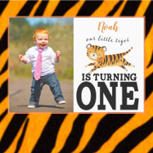 Wild One Jungle Tiger 1歳の誕生日招待状