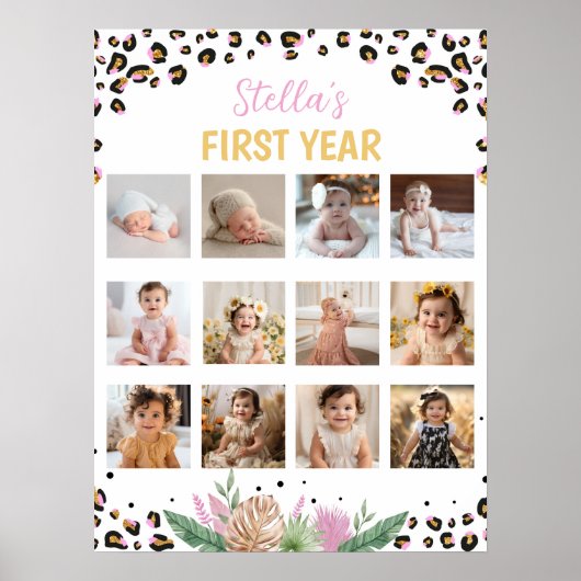 Wild One Leopard誕生日フォトマイルストーンポスター ポスター (正面)