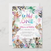 Wild One Leopard Jungle 1st Birthday Invitation 招待状 (正面)