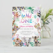 Wild One Leopard Jungle 1st Birthday Invitation 招待状 (スタンド正面)