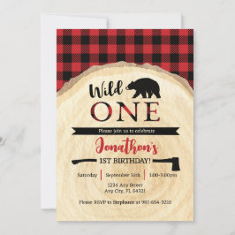 Wild One Lumberjack 1st Birthday Invitation 招待状