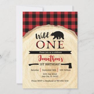 Wild One Lumberjack 1st Birthday Invitation 招待状