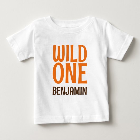 Wild One Name 1st Birthday ベビーTシャツ (正面)