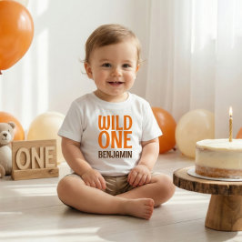 Wild One Name 1st Birthday ベビーTシャツ