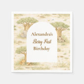 Wild One Neutral Safari First Birthday スタンダードカクテルナプキン (正面)