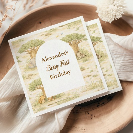 Wild One Neutral Safari First Birthday スタンダードカクテルナプキン