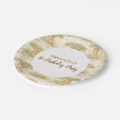 Wild One Neutral Safari First Birthday ペーパープレート (アングル)