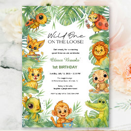  Wild One on the loose! | Boy 1st Birthday Invite 招待状