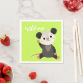 Wild One Opossum Cute Green Woodland Party  スタンダードカクテルナプキン (インサイチュ)