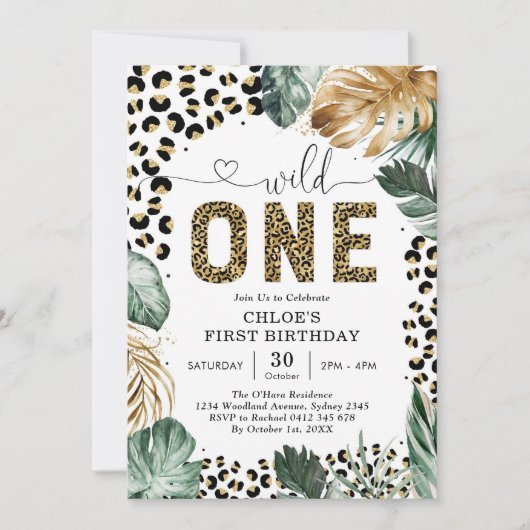 Wild One Party Animals 1st Birthday Invitation 招待状 (正面)
