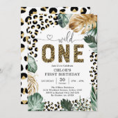 Wild One Party Animals 1st Birthday Invitation 招待状 (正面/裏面)