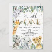 Wild One Party Animals 1st Birthday Invitation 招待状 (正面)
