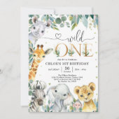 Wild One Party Animals 1st Birthday Invitation 招待状 (正面)