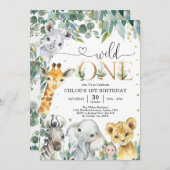 Wild One Party Animals 1st Birthday Invitation 招待状 (正面/裏面)