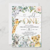 Wild One Party Animals 1st Birthday Invitation 招待状 (正面)