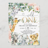 Wild One Party Animals 1st Birthday Invitation 招待状 (正面/裏面)