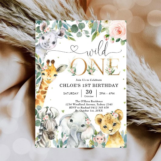 Wild One Party Animals 1st Birthday Invitation 招待状