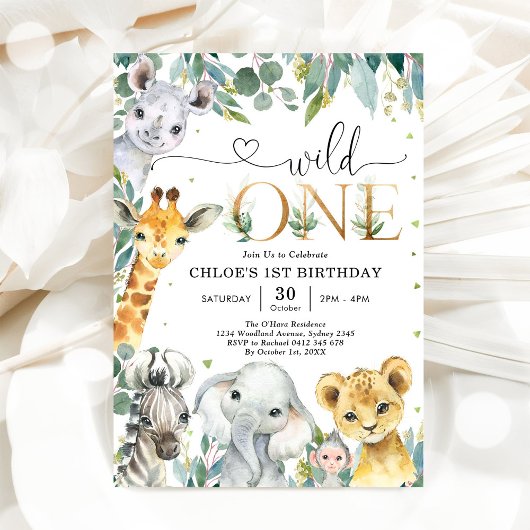 Wild One Party Animals 1st Birthday Invitation 招待状